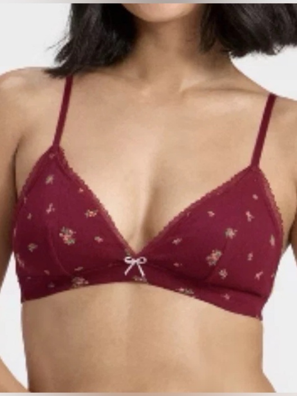 WILD FABLE Floral Lace Trim Maroon Bralette